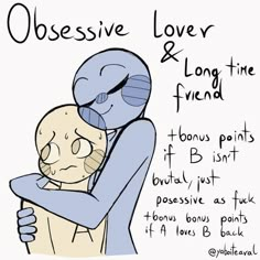 an alien hugging a cat with the caption, obsesive lover and long - time friend