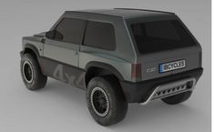 an suv is shown in this image with no wheels or tires on the front and side