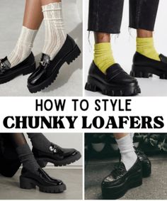 Chunky Loafer Styling, Platform Loafers Socks, Chunky Loafers Business Casual, Chunky Loafers Fall Outfit, How To Style Black Chunky Loafers, Women Chunky Loafers Outfit, Lug Sole Penny Loafer Outfit, How To Style Socks With Sneakers, Work Outfits With Chunky Loafers