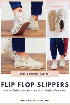 the flip flop slippers are made with crochet