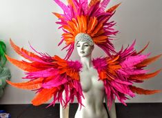 Carnival Costumes Ideas Women Outfit, Feather Shoulders, Carnival Feathers, Headdress Feather, Carnival Headdress, Elastic Harness, Bright Colors Fashion, Carnival Parade, Shoulder Piece