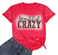 PRICES MAY VARY. MATERIAL: The Cute Beautiful Crazy Country Music Shirts is Made Of Cotton Blend, Soft And Comfortable to Wear. Recommended Machine Wash Cold Inside out with Like Colors / Tumble Dry Low / hand Wash. FOR THOSE WHO LOVE COUNTRY MUSIC: If you or your friends like country music, you will like this beautiful crazy T-shirt. The attractive lettered print is eye-catching, and the comfortable crew neck design is one of the T-shirts suitable for gift. OCCASION: Great for Daily, Work, Ourd Inspirational Letter, Cowgirl Vintage, Beautiful Crazy, Music Shirts, Hawaiian Shirt Women, Letter Print Tee, Country Music Shirts, Country Concerts, Country Shirts