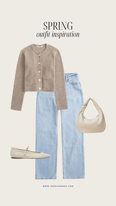 spring outfit idea 2024. capsule wardrobe Jean Cardigan Outfit, Cardigan Fits Aesthetic, Spring 2025 Fashion, Outfit Ideas Spring 2024, Simple Outfits For Work, Spring Summer Outfits 2024, Shoes Summer 2024, Spring Outfits Hijab, Spring Outfits 2024