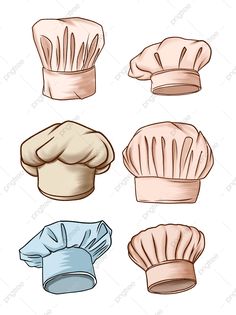 six different types of chef hats