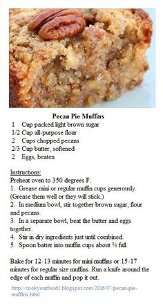 a recipe for pecan pie muffins