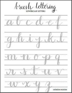 the brush lettering worksheet with cursive writing and handwritten letters on it