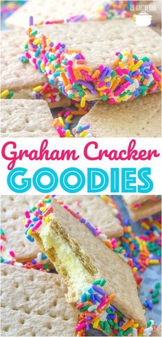 graham cracker goodies with sprinkles on top and in the middle