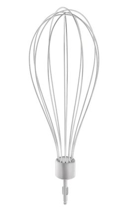 a metal whisk on a white background