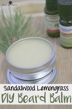 Sandalwood Lemongrass DIY Beard Balm- The perfect gift for bearded guys! This easy to make DIY Beard Balm is so simple to do and it smells fantastic. Bearded Guys, Diy Kosmetik, Homemade Bath Products