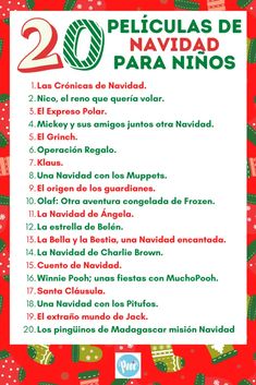 a red and green christmas card with the words 2 pelicias de navidad para nios