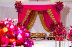 Mantap Decor, Indian Wedding Stage, Wedding Decorator, Garden Florida, Magenta Wedding, Indian Wedding Planner, Wedding Planner Binder, Red Wedding Theme