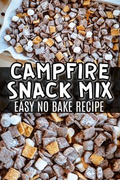 the campfire snack mix has been made with marshmallows and is ready to be eaten