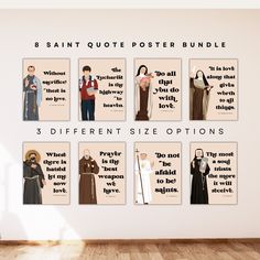 the 8 saint quote poster bundle includes eight different sizes options