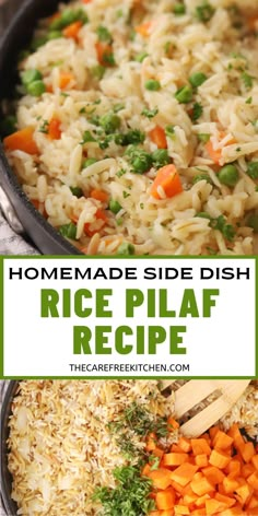 homemade side dish rice pilaf recipe with carrots and parsley