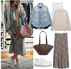 Monday Outfit For Work, Printed Skirt Outfit, Ny Outfits, Leopard Print Outfits, Mum Fashion, Rock Outfit, Leopard Print Skirt, Skirt And Sneakers, Woman Suit Fashion