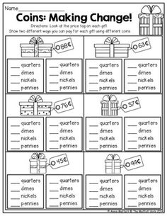 the worksheet for making change with pictures and words to help students learn how to make