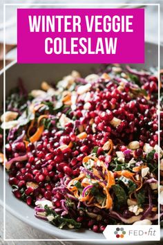 winter veggie coleslaw in a white bowl