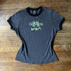 Guinness ringer baby tee. Y2K 2000s grunge downtown... - Depop