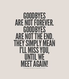 a quote that reads goodbyes are not forever goodbyes are not the end they simply mean i'll miss you until we meet again