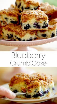 blueberry crumb cake on a white plate