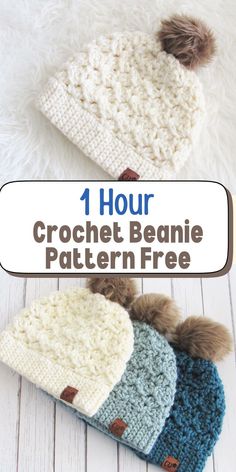 Try this 1 Hour crochet beanie pattern free tutorial. You will love this free crochet chunky beanie pattern that is easy even for beginners. Make this crochet hat pattern for toddlers, kids, or women. Free Crochet Beanie| Crochet Hat Pattern| Chunky Crochet Hat|