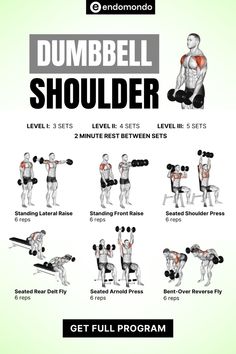 the dumbbell shoulder workout poster shows how to do it and what you can do