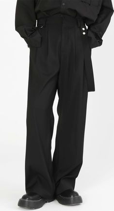 Whether it’s for casual days or formal occasions, it’s time to upgrade your wardrobe with nightcity clothing’s wide leg pleated pants with strap. These lightweight and comfortable pants come with breathable fabric, making them the perfect pair to bring along on your trips. The wide leg fit can be paired with any top, and the strap detail adds a modern twist to any look. Keep your style effortless and comfortable this summer with nightcity clothing’s wide leg pleated pants with strap.
Gender: Men Aesthetic Pants Men, Masc Pants, Types Of Pants Men, Wide Fit Pants Men, Wide Outfit, Pleated Pants Men, Dark Academia Pants, Pleated Wide Pants, Wide Leg Pants Men