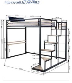 bunk bed with stairs and ladders measurements