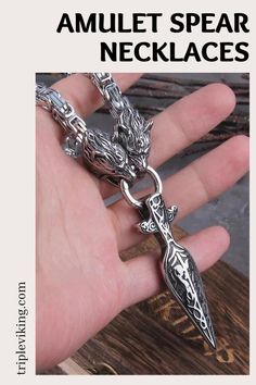 Amulet Spear Necklaces Protection Drawing, Viking Spear, Ancient Warrior, Ancient Runes, Inner Warrior, Historical Jewellery, Viking Necklace, Amulet Necklace, Symbolic Jewelry