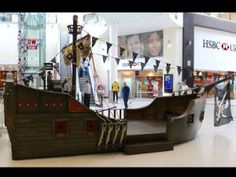 an old pirate ship in the middle of a mall