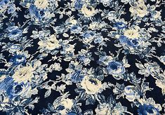 a blue and white floral print fabric