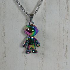 Rainbow Astronaut Robot 1" Pendant Necklace with Chain Metal Alloy with Box Rainbow Astronaut, Fashion Jewelry Necklaces, Fashion Watches, Jewelry Necklace Pendant, Jewelry Watches, Fashion Jewelry, Jewelry Necklaces, Rainbow, Pendant Necklace