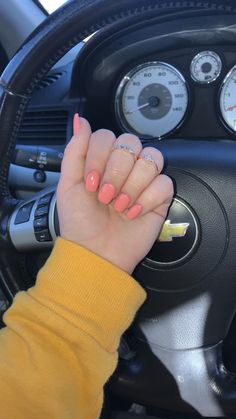 spring peach acrylic nails Peach Acrylic Nails, Peach Lemonade, Peach Nails, Short Nails, Acrylic Nails, Square, Nails, Pink, Quick Saves