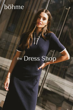 blue ribbed midi dress Maxi Outfits, Layered Sweater, Bodice Dress, Ribbed Knit Dress, Half Zip Sweatshirt, Denim Accessories, Dresses By Length, Loungewear Sets, Versatile Dresses