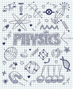 the word physics surrounded by doodles