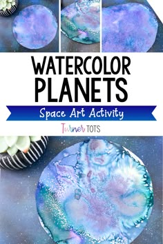 watercolor planets space art activity for kids