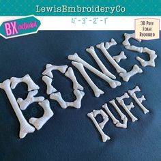 the letters and numbers are made out of fake bone bones for halloween decorations or crafts