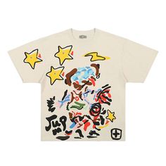 Creative Graffiti Oversized Graphic Tee  Material: 95% Cotton+5% Spandex  Size :M, L, XL Color: Beige  Occasion: Outdoor, Daily,  Vacation, Rap, Dance Graffiti Star, Loose Tshirt, Graphic Shirt Design, Star Graphic, Star T Shirt, Oversized Graphic Tee, Streetwear Y2k, Oversized T Shirt, Star Print