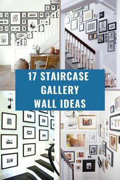 staircase wall ideas with pictures on the walls and stairs in different styles, sizes and colors