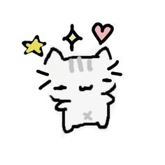 a drawing of a cat with hearts and stars