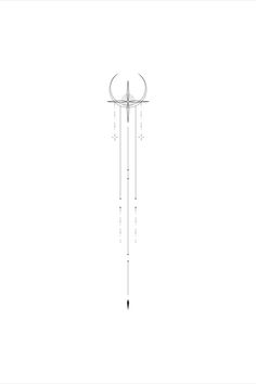 a drawing of a wind chime on a white background with an arrow in the middle