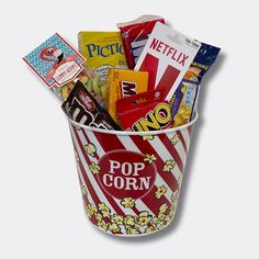 Movie Night Raffle Basket, Gift Basket For Family, Game Night Gift Basket, Date Night Gift, Family Gift Baskets, Movie Night Gift Basket, Movie Theater Popcorn, Game Night Gift, Movie Night Gift