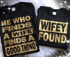 Wifey Found Matching Tees are great for any outing! Shirts are unisex sizes, size down for a more fitted look. Husband Wife Shirts, Matching Couples Shirts, Couples Matching Outfits Swag, Anniversary Shirts, Wife Shirts