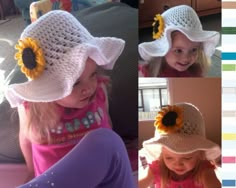 Ruffled Brim Sunhat Sunhat Pattern, Girls Sun Hat, Crocheted Hat, Crochet Kids, Crocheted Hats