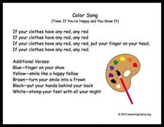 a poem with an image of a paint palette and the words color song