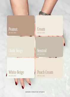 the different shades of white and beige are shown in this graphic style, with text above them