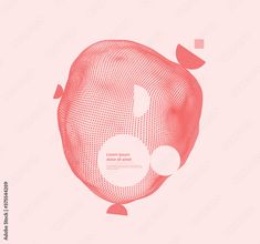 an abstract design with circles and dots in red on a light pink background that is part of a poster