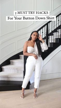 BellaNaija Style on Reels | bellanaijastyle · Slim • So Fly (feat. Yung Joc) Different Ways To Tie A Shirt, Button Down Shirt Hacks, Long Sleeve Button Up Shirt Outfit, Ways To Tie A Shirt, How To Tie A Shirt, Shirt Tuck, Close Pin, How To Wear Shirt, Oversized Shirt Outfit