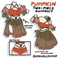 the instructions for how to make a pumpkin two - piece sunsuit with an apron