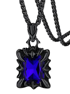 PRICES MAY VARY. ❤Gothic Dragon Necklace: Add a touch of gothic biker style to your look with this cool dragon claw pendant featuring a shining gemstone. Perfect for a manly man. 💙Stainless Steel Necklace: Made of high-grade 316L stainless steel, this gothic necklace is durable and safe to wear. The quality lobster-claw clasp makes it easy to put on. Lightweight and comfortable for everyday wear. 💚Sparkly Gemstone Necklace: Green/red/blue stone size: 15.5*20.5mm. Black onyx size: 10*12mm. Chai Red Necklaces, Black Gemstone Necklace, Gothic Dragon, Manly Man, Cool Jewelry, Raven Necklace, Rectangle Necklace, Claw Necklace, Dragon Earrings